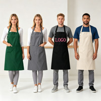 Tablier de travail ajustable avec boutons au niveau du cou, 2 grandes poches, 7 couleurs disponibles pour coiffeur, esthéticienne, pâtisserie, service de restauration