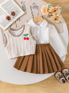 <span class=keywords><strong>Abbigliamento</strong></span> per Bambini all'Ingrosso Set per Ragazze Camicia Bianca Gilet Albicocca Gonna 3 Pezzi <span class=keywords><strong>Autunno</strong></span> <span class=keywords><strong>Inverno</strong></span> Estate 0-3T 7 Anni - Product Image 5