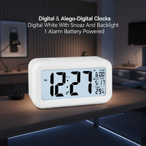 Sveglia JUSTAMINUTE Multifunzione con snooze Bianco JD9519B - Product Image 3