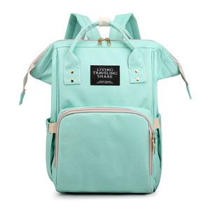 Multifunctional Mom Diaper Bag Backpack For Travel Nursing With Red Front Pocket Cream Waterproof Fabric Mommy Bag - Product Image 6