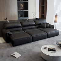 Ensemble de canapés inclinables en cuir de luxe moderne et contemporain - Combinaison modulaire sectionnelle pour salon d'appartement
