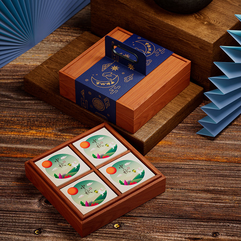 Mid-Autumn Mooncake Geschenk box Leere Box High-End Kreative Verpackung Business Mooncake Großhandel Luxus Holz Geschenk box