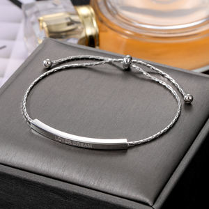 Pulseras de Cadena Personalizadas de Acero Inoxidable con Baño de Oro KISSWIFE, Pulsera de Barra Lisa con <span class=keywords><strong>Nombre</strong></span> Grabado para Enamorados - Product Image 3