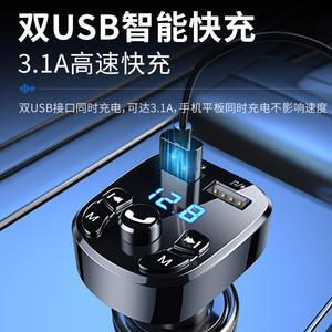 Transmisor FM para Auto con Pantalla Digital 5.0, Manos Libres, Cargador Rápido USB QC3.0 31A, Doble Puerto, Kit para Auto - Product Image 4