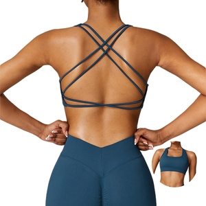 Sujetador deportivo Sexy a prueba de golpes con cuello profundo y espalda cruzada de secado rápido para Niñas para entrenar correr de alta elasticidad - Product Image 1