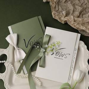 Cartes d'invitation de mariage à prix de gros, cartes d'invitation simples en français avec motif muguet, script d'invitation pour réception de mariage - Product Image 1