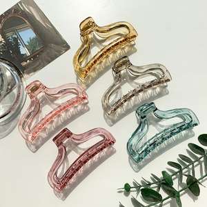 Coiffe de <span class=keywords><strong>bain</strong></span> en plastique mat de couleur bonbon transparente de grande griffe de cheveux de style coréen pour la tête arrière - Product Image 2