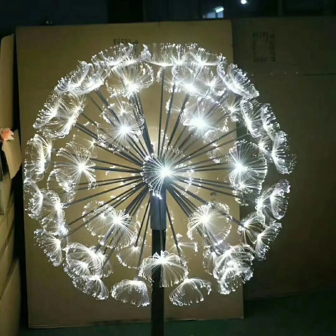 Customized Dia100cm outdoor RGB color fiber optic flower dandelion decorative festival light