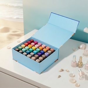 Boîte d'emballage pour ensemble de vernis à ongles en <span class=keywords><strong>gel</strong></span>, fermeture magnétique, matériaux recyclés haut de gamme, faite à la main - Product Image 1