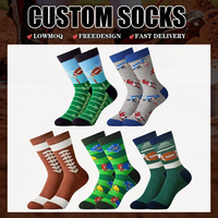 Chaussettes personnalisées à faible MOQ, imprimées sur mesure, en polyester/nylon, décontractées, sportives, rugby, tricotées, avec revers, pour l'été, livraison rapide, pour enfants et hommes