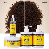 Kit Crème Coiffante et Soin Cheveux Crépus Afro Type 4C, Sans Sulfate, à l'Huile de Ricin Nourrissante, Shampoing pour Cheveux Bouclés Femme Noire