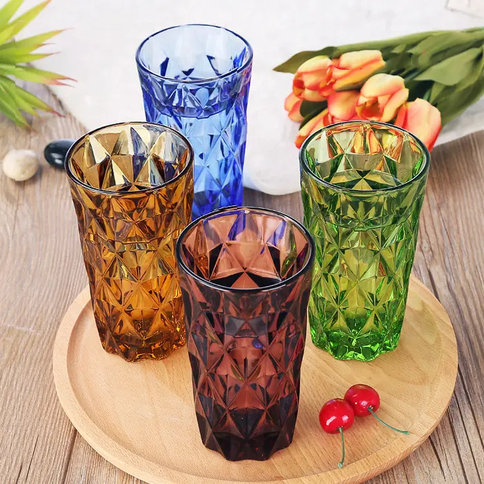Europäische Hitze beständigkeit Kristall farbe Fruchtsaft Getränke glas Tasse Trinkglas für zu Hause