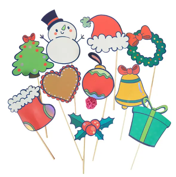 Christmas paper cutout photo props for holiday party shooting make up toy decorations