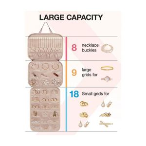 Estuche Organizador de Joyas de Viaje, Bolsa Enrollable para Joyas con Bolsillos, Bolsa Enrollable de Gran Capacidad para Anillos - Product Image 5