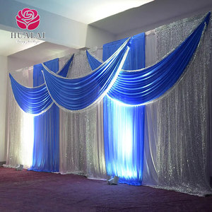 Sang Trọng Satin Sequin Swag Backdrop Rèm Treo Lên Cho Đám Cưới Đảng Lễ Kỷ Niệm Sân Khấu Hiệu Suất Tổ Chức Sự Kiện Trang Trí - Product Image 1