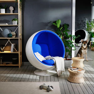 Fauteuil Oeuf au Design Unique Mobilier de Salon Moderne Fauteuil Lounge Rond Ball en Fibre de Verre et Velours Fauteuil Individuel Pivotant - Product Image 2