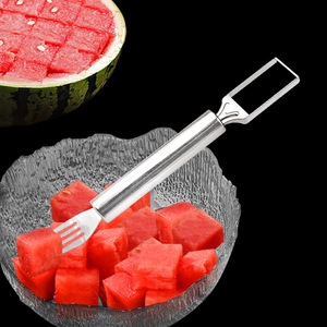 Multifunctional fast watermelon slicer, dual-purpose fruit fork, stainless steel fruit cutter, double-headed watermelon <b>dicing</b> - Product Image 4