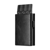 Dompet Pria Minimalis Anti RFID, Bahan Aluminium Alloy dan Kulit PU, Dilengkapi Tempat Kartu, Jendela ID, dan Kantong Resleting