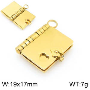 Colgantes y dijes de moda de acero inoxidable 316L chapados en oro PVD de 14K y 18K personalizados, dije de sobre y libro para la fabricación de joyas - Product Image 6