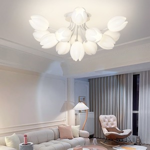 Modern <strong>Minimalist</strong> and Atmospheric Ceiling Light With Cream Style Flower Design Ceiling Lamp for Bedroom Study and <strong>Lighting</strong> - Product Image 1