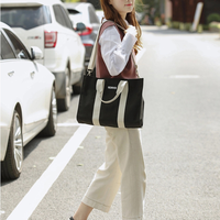 Sac fourre-tout en toile de coton pour femme avec logo personnalisé imprimé, idéal pour le shopping ou comme sac bandoulière
