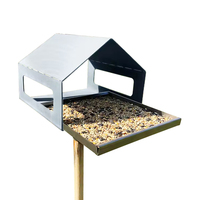 JH-Mech Mangeoire à oiseaux en métal réglable en hauteur Mangeoire à oiseaux en métal Plaque amovible résistante aux intempéries Support pour oiseaux en métal