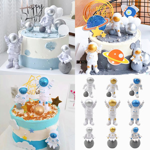 Astronaut Planet Spaceman Cake Toppers Plastic Reusable Birthday Decoration Round Shape Aviation Theme - Product Image 5