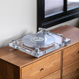 Tourne-disque en acrylique transparent, lecteur de vinyle haute fidélité 33/45 tours, transmission par courroie, phonographe de bureau, système audio moderne, cadeau, décoration d'intérieur - Product Image 6