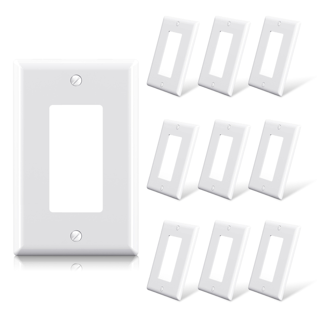 ELEGRP 10 Pack Decorative Receptacle Screw Wall Plate, Decorator Covers, Unbreakable Polycarbonate Faceplates