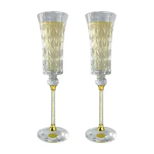Altın elmas kök kadeh cam Drinkware şampanya bardakları flüt zarif şampanya flüt kadehler