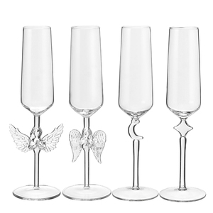 Copas de Champán de Vidrio de Borosilicato Elegantes y Personalizadas Samyo con Alas de Ángel en 3D para Bodas y Fiestas - Product Image 1