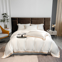 Parure de lit moderne pour chambre d'hôtel, housse de couette en satin de coton rayé, écologique, 200 fils/cm²