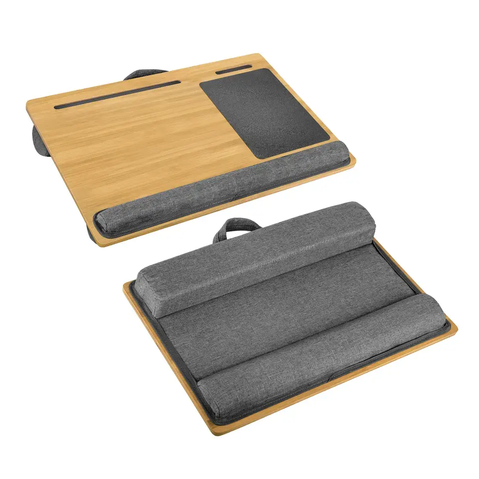 Портативный складной Бамбуковый стол для ноутбука с подушкой и подушкой