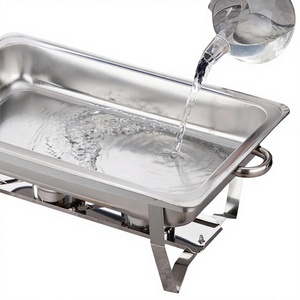 Espositore Pieghevole in Acciaio Inox per Buffet e Fornello con Riscaldamento Sottostante Colore Oro/Argento per Uso Ristorante - Product Image 3
