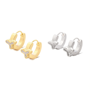 Orecchini a Cerchio Sottili Z con Design a Croce e Conchiglia, Oro e Argento, Acciaio 6mm, Unisex per Uso Quotidiano - Product Image 2