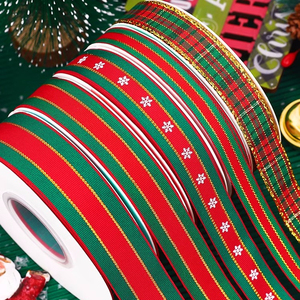 Pita hadiah Natal bungkus grosir warna 1 satin dasi Dekorasi kue anyaman hijau bronzing - Product Image 4