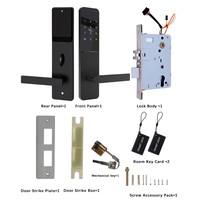 Serrure de porte d'hôtel en alliage d'aluminium économique, matériau solide, noir, serrure intelligente, application TTlock avec carte NFC, serrure de porte d'appartement