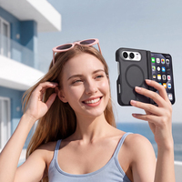 Étui rigide pour iPhone Duo avec charge magnétique sans fil, effet peau mate VAWI B513, coque de téléphone pliable