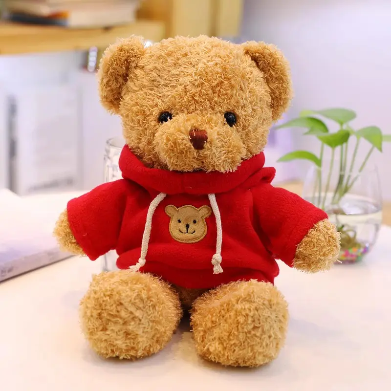 Grosir kustom logo lucu boneka beruang teddy kecil mewah boneka hewan beruang raksasa mainan dengan pakaian untuk anak-anak hadiah ulang tahun bayi