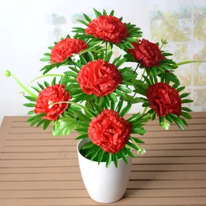 Flor <span class=keywords><strong>de</strong></span> Papel <span class=keywords><strong>de</strong></span> clavel barata, 9 cabezas, soporte <span class=keywords><strong>de</strong></span> <span class=keywords><strong>flores</strong></span> artificiales <span class=keywords><strong>para</strong></span> <span class=keywords><strong>cementerio</strong></span> - Product Image 1