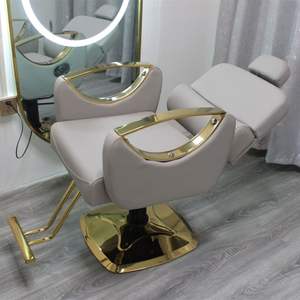 Silla Elevadora Ajustable y Resistente para Barbería y Salón de Belleza, en Dorado y Plateado, con Pedal de Cuero Sintético, Producto de Calidad en Oferta - Product Image 3