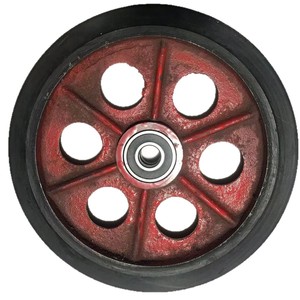 Rueda de carretilla universal con freno, de caucho con resorte amortiguador de impactos, para carga pesada, de 5, 8 y 16 pulgadas - Product Image 1