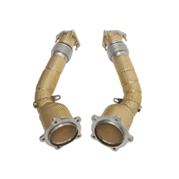 SD Hochleistungs-Downpipe mit Katalysator für Porsche Cayenne 958 GTS 4.8L 2012-2014 Racing T304 Auspuff mit Gold-Hitzeschild