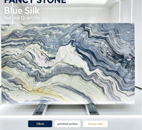 Dalle de pierre en quartz bleu soyeux FANCY STONE, 1,8 cm, finition polie pour une texture lisse et fine, durable et facile à entretenir