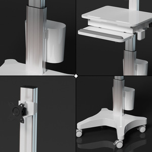 Mobile Ward Round Cart With Monitor Adjustable Height 2 Layers Plastic Hospital Furniture H1 PU - Product Image 3