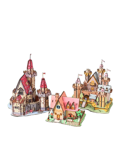 Jeu de construction de maison en bois DIY avec des thèmes de château et de manoir, conçu pour inspirer l'imagination, la créativité et le jeu pratique - Product Image 1