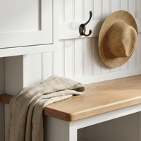 Shaker White Hall Tree Shoe Bench Coat Rack Entryway Storage Cabinet Beadboard Back Solid Wood Bench Home Furniture 6 Hooks