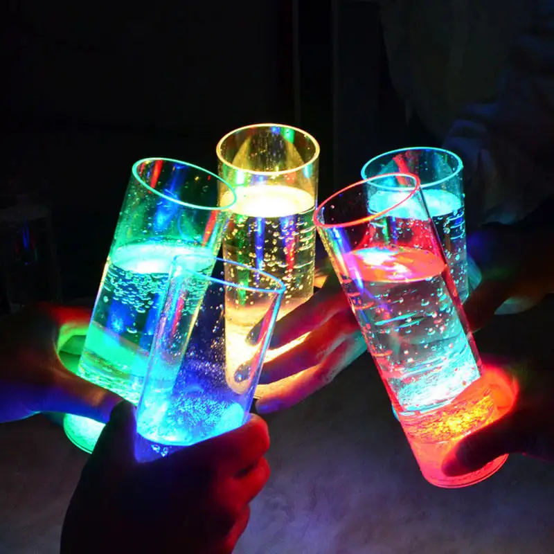 カスタムロゴ400ml ps LED rgbフラッシュロングチューブ発光カップクリエイティブギフトパーティーバーパーティー雰囲気応援ワインウォーターカップ