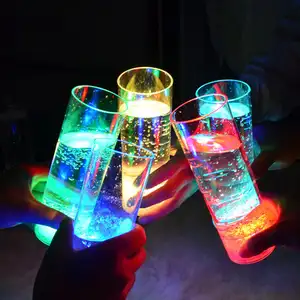 custom logo 400ml ps LED rgb flash long tube luminous cup creative gift party bar party atmosphere cheer wine water cup