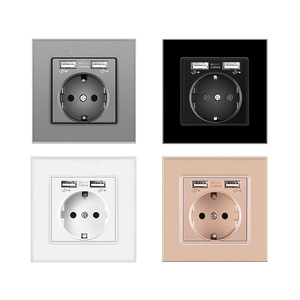 Enchufe de pared estándar europeo tipo 86 con panel de vidrio templado y base cuadrada para uso doméstico - Product Image 2